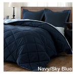5pc Reversible Comforter Set - Queen Size - Navy / Sky Blue