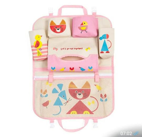 Pink Cat Car Seat Organizer