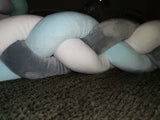 2m Braided Cot Bumper - Light Blue, Grey and White