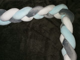 2m Braided Cot Bumper - Light Blue, Grey and White