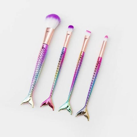 4pc Mermaid Makeup Brushes - Purple