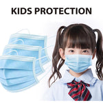 3Ply Kids Disposable Masks - BLUE - 50 Pack