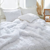 5pc Fluffy Comforter Set - Queen Size - White