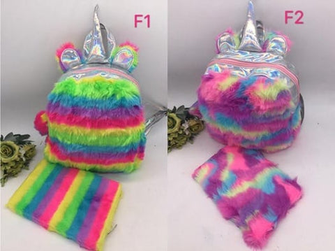 Unicorn Fluffy Bag with Notebook