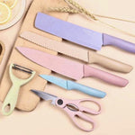 6 Piece Pastel Corrugated Kitchen Knife Set