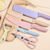 6 Piece Pastel Corrugated Kitchen Knife Set