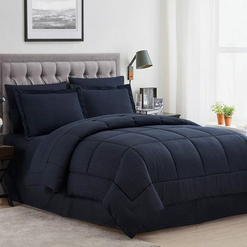 Block Comforter Set - Queen Size - Navy