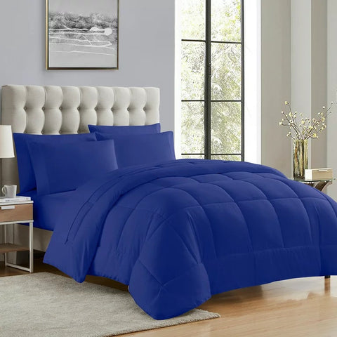 Block Comforter Set - Queen Size - Royal Blue