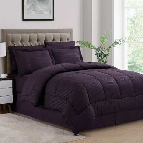 Block Comforter Set - Queen Size - Purple