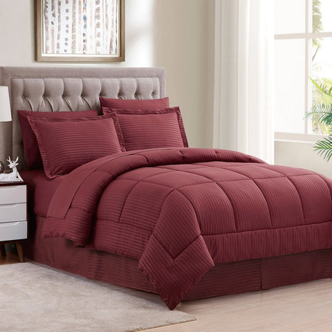 Block Comforter Set - Queen Size - Maroon