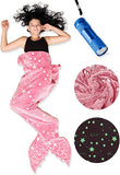 Glow in the Dark Mermaid Tail TV Blanket with FREE UV Torch