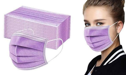 3ply Purple Disposable Masks -50 Pack