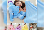 Large Elephant Pillow with Blanket