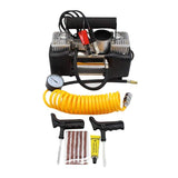 Double Cylinder Air Compressor and Tyre Repair Kit Combo + Tool Kit